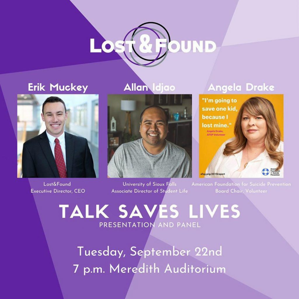 Lost&Found Event - Talk Saves Lives - Tuesday, September 22nd, 7 p.m.